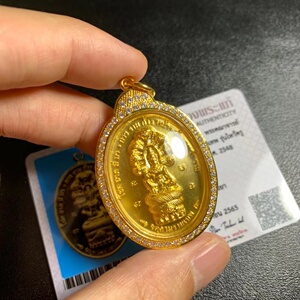 阿赞初 泽度金 2548年 链契泽度金 金壳带卡 泰国佛牌