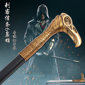 刺客信条6枭雄辛迪加cosplay武器道具模型鹰头手杖拐杖剑新未开刃