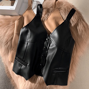 pu皮衣吊带背心