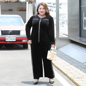 秋冬胖mm女装大码套装女洋气减龄显瘦两件套中年妈妈装宽松200斤