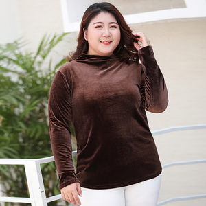 秋冬装内搭堆堆领金丝绒打底衫女大码胖mm加肥加大高领t恤女200斤