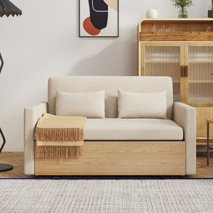 日式沙发床两用客厅小户型单人双人坐卧多功能折叠推拉实木榻榻米