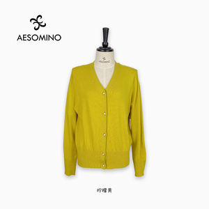 Aesomino/衣莎美诺春秋针织开衫柠檬黄Y528C8306