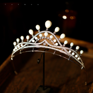 网红珍珠王冠杨颖结婚同款婚礼皇冠大气欧美唯美森系婚纱写真拍照