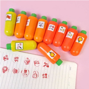儿童印章卡通可爱教师奖励盖章胡萝卜幼儿鼓励大拇指自动出油创意