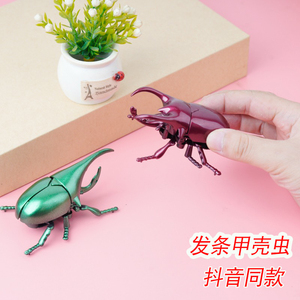 创意发条甲壳虫抖音同款爬行昆虫模型无需电池格斗甲虫儿童小礼物