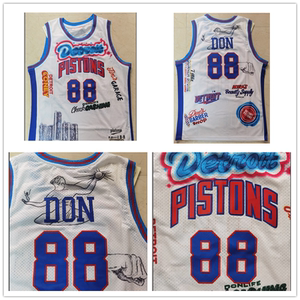 底特律活塞88号don大西恩联名白色球衣夏季背心刺绣篮球服上衣