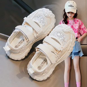 女童运动凉鞋夏季2024新款爆款儿童鞋包头夏款女大童网鞋小白鞋子