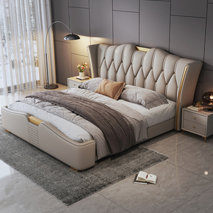 主卧双人大床2米x2米2软包婚床储物高端豪华现代简约轻奢真皮床