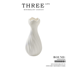Tlife·Round·花瓶陶瓷白色插花器家居装饰客厅插花摆件 | 方圜