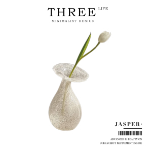 Tlife·Jasper·花瓶白色花朵透明玻璃插花花器法式复古风 | 碧玉