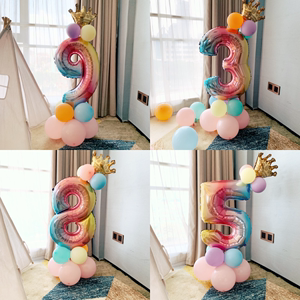 数字气球百天儿童生日布置一周岁装饰场景引路大号32寸数字气球