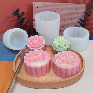 冰皮月饼硅胶模具DIY莲花荷叶手工皂冰淇淋模创意绿豆糕点心磨具