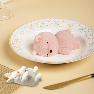 网红趴趴熊硅胶模具3D卡通沙皮狗睡熊可爱兔子冰淇淋慕斯蛋糕磨具