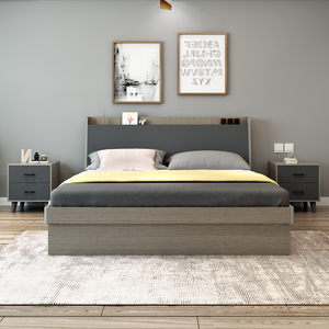 床现代简约主卧北欧双人床1.5m板式气动收纳床1.8米高箱储物床
