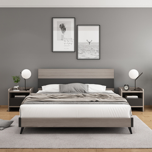 北欧床现代简约双人床出租房用1.2米架子床高箱储物床板式主卧床