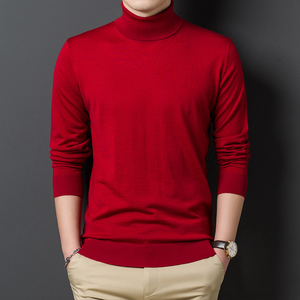 鄂尔多斯市羊绒衫男纯羊绒薄款本命年大红色毛衣打底针织羊毛衫