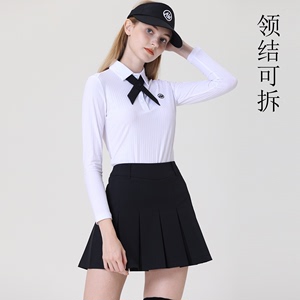 AW高尔夫冬天服装女翻领长袖上衣韩版golf衣服女套装简约百褶短裙