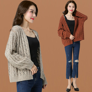 粗棒针毛衣开衫加厚女宽松短款女士外套春秋韩版网红针织开衫女潮
