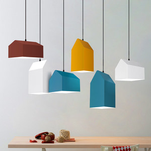 马卡龙彩色房子几何吊灯北欧简约个性设计创意客厅餐厅卧室小灯具