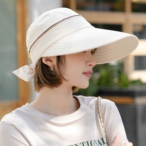 短发适合戴的帽子夏季遮阳帽骑车空顶防晒鸭舌帽大沿太阳帽显脸小