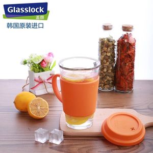 韩国进口Glasslock钢化玻璃杯 创意情侣水杯耐热泡茶杯子带盖带把