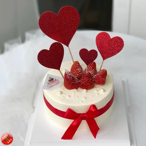 爱心蛋糕装饰插牌母亲节三八妇女节女神520七夕情人节生日蛋糕