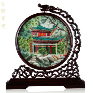 爱晚亭刺绣摆件湖南手工双面绣风景送礼摆台湘绣礼品复古满绣特色