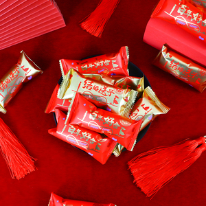 千禧园家有喜事华夫卷500g脆筒巧克力卷红色喜糖包装婚礼招待零食
