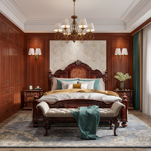 工厂直营全屋定制美式卧室整体背景墙实木烤漆护墙板装饰板墙裙围