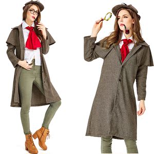 圣诞新年公司派对女侦探cos服神探福尔摩斯服装 民国女警探扮演服