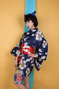 日本改良短款和服浴衣和风连衣裙樱花和服女外穿套装