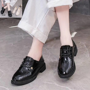 南王2020漆皮女鞋软底平底新款韩版圆头系带小皮鞋中性单鞋a1581