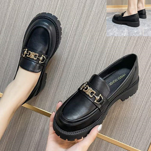 南王英伦风单鞋女2021秋新款2838网红百搭透气小皮鞋厚底乐福鞋子