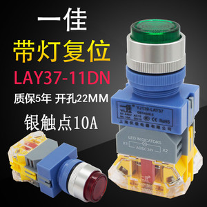 上海一佳YJ139-LAY37(Y090)-11DN带灯自复位按钮点动开关22mm