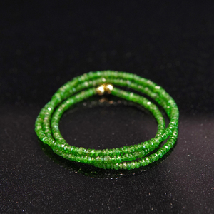 梓亚珠宝绿色精灵沙弗莱=彩色宝石翡翠刻面小米珠串链BABY颈链