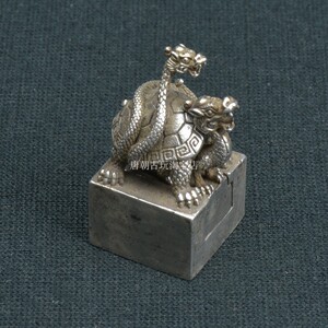 古董古玩古代印章闲章子母章玄武印章铜鎏银二合一套章收藏文玩