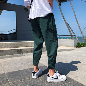 墨绿色八份8九分9短裤青年工体库学生kuzi外穿男小短腿腿短工装裤