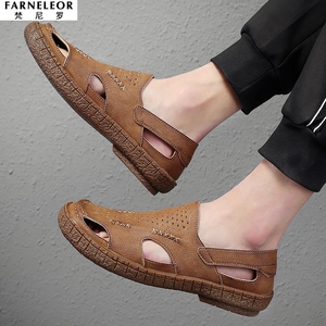 不漏露挡护脚趾指越南包头沙溪皮凉鞋软底透气防滑沙滩鞋晾良谅鞋