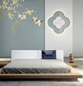 新中式花朵仙鹤墙布书房壁布客厅卧室床头电视背景墙壁纸沙发墙纸