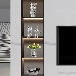 电视柜装饰摆件家里背景两墙客厅边摆设家居银陶瓷品轻档奢高酒柜