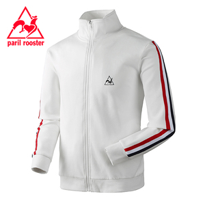 法国公鸡春秋季卫衣男纯棉休闲宽松开衫外套时尚立领百搭运动外衣