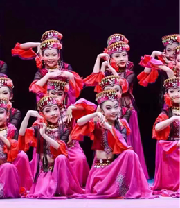 新款儿童新疆维族克孜力古丽花儿为什么这样红鲜花绽放舞蹈演出服