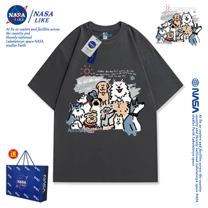 NASA联名纯棉短袖t恤女夏季小个子oversize潮牌宽松半袖大版上衣