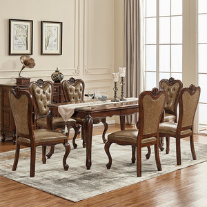 实木餐桌椅组合黑胡桃木美式古典长方形1.6米大户型欧式吃饭桌子