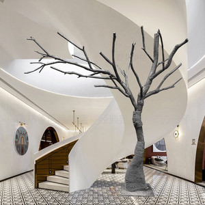 仿真枯树大型造型干枝鹦鹉站架假树道具树酒店客厅室内咖啡店装饰