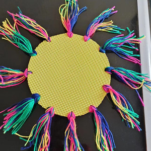 儿童毛线飞盘幼儿园diy手工制作材料包泡沫飞碟游戏玩具户外轻软