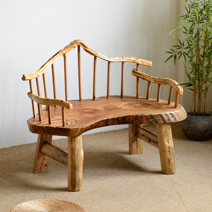 休闲椅香樟木腾椅子实木主人椅免漆禅意圈椅民宿靠背镂空椅定制