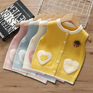女宝宝毛衣马夹开衫背心2022春装洋气婴儿坎肩女童儿童针织小马甲