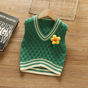 女童针织马甲2022新款春秋韩版婴儿毛线马夹2岁1儿童坎肩毛衣秋装